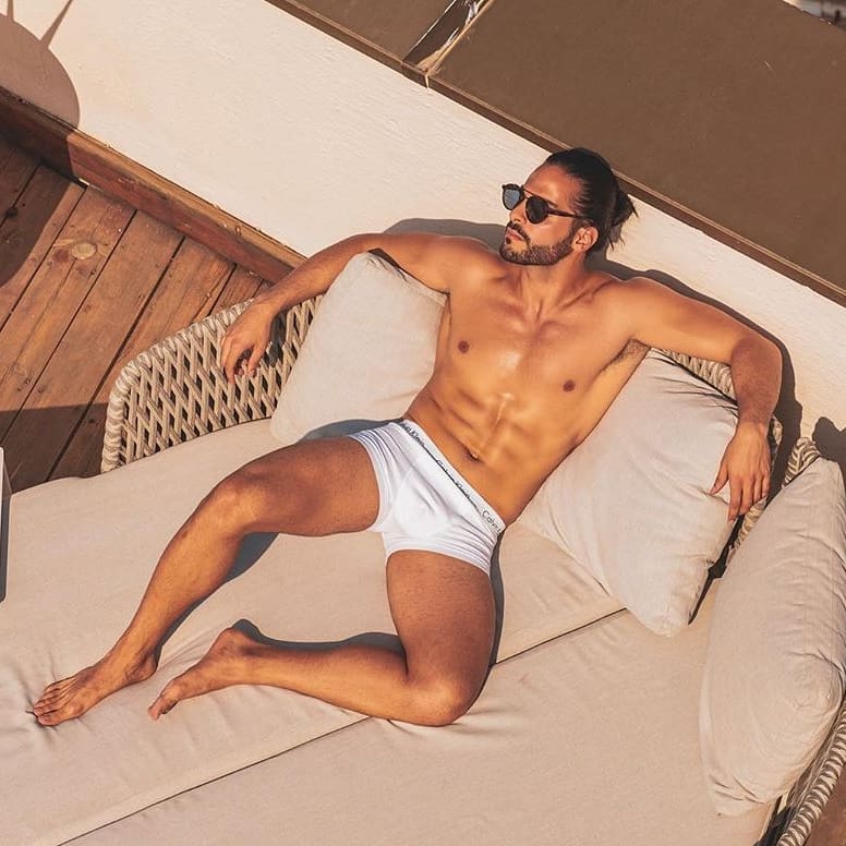 Model Idan Guetta in Men's trunk underwear