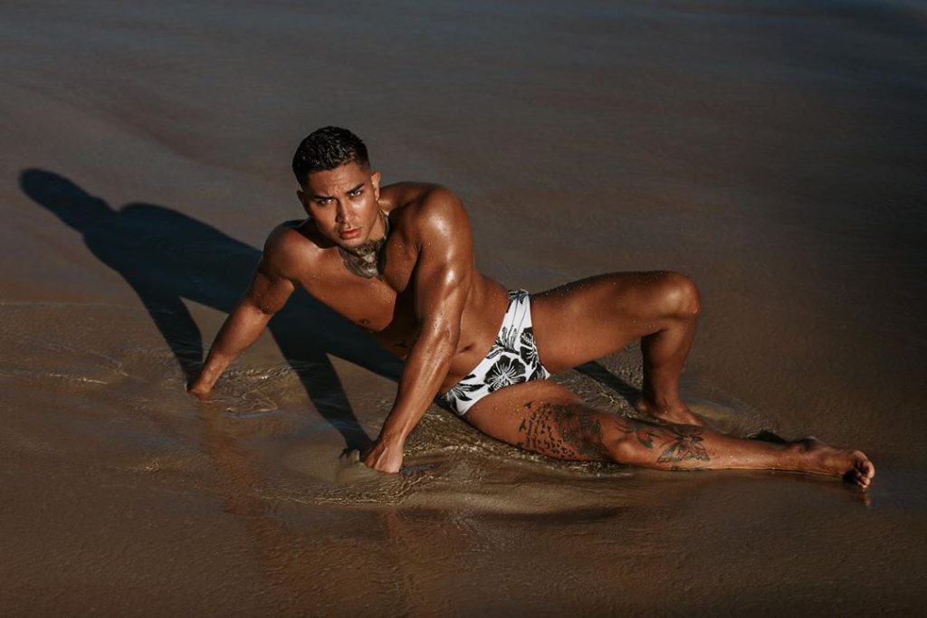 Model Calvin Barker in Wapo Swim brief