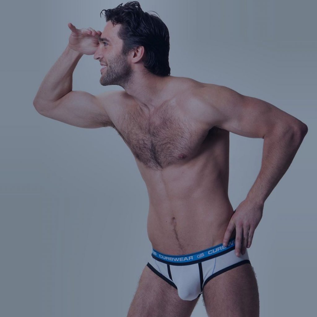 Model posing in Curbwear underwear