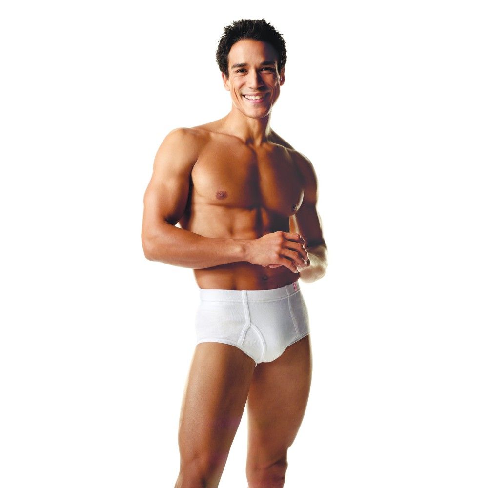 model in Hanes underwear