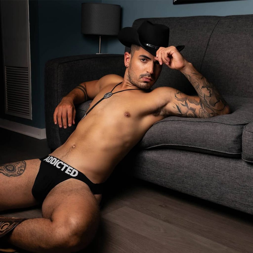 Model in Addicted Men's Jockstrap Underwear