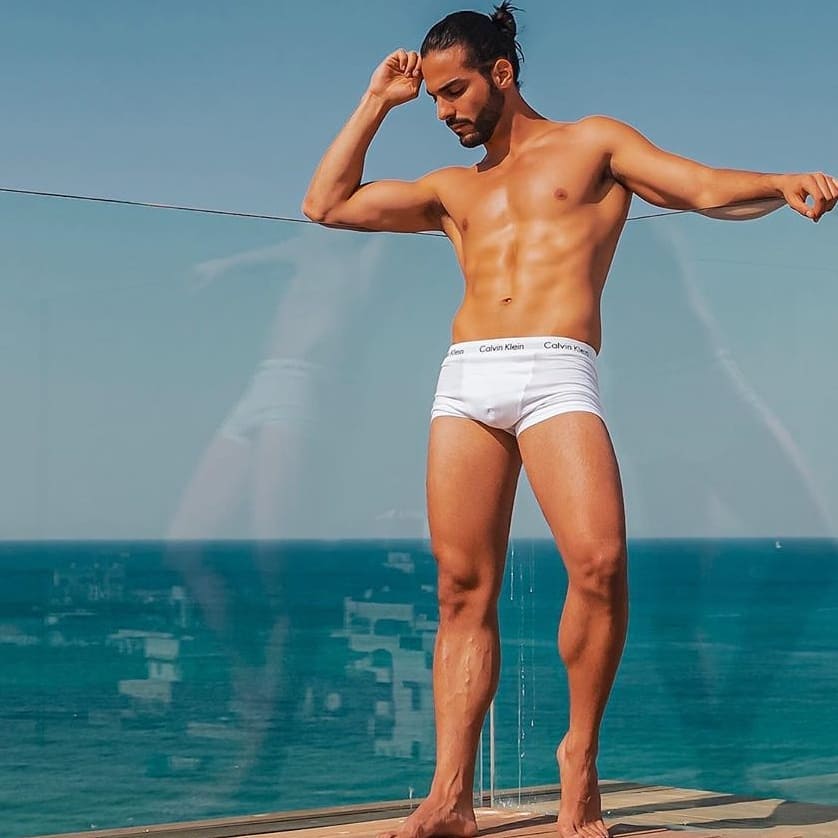 Model Idan Guetta in Calvin Klein Mens Trunk Underwear