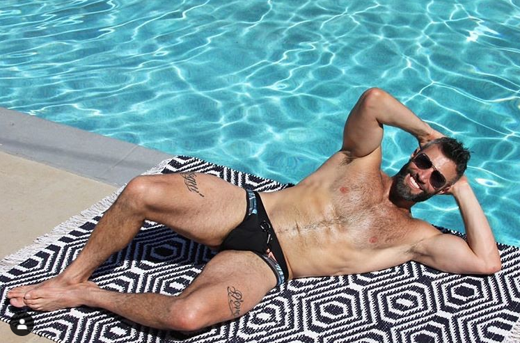 Model in Men's swim brief 