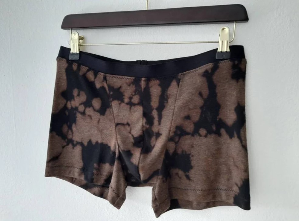 Tie dye boxers with pouch in black brown cotton jersey - Men's Underwear