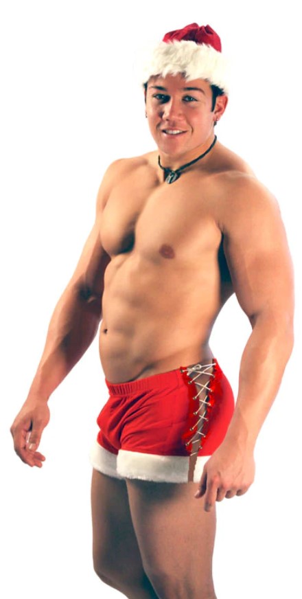 SANTA LACE-UP SHORT MENS - RED AND WHITE SEXY CHRISTMAS SHORT - Men's Underwear