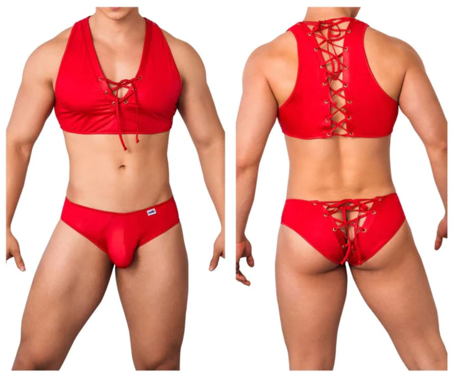 CandyMan 99628 Top and Brief Two Piece Set Color Red
