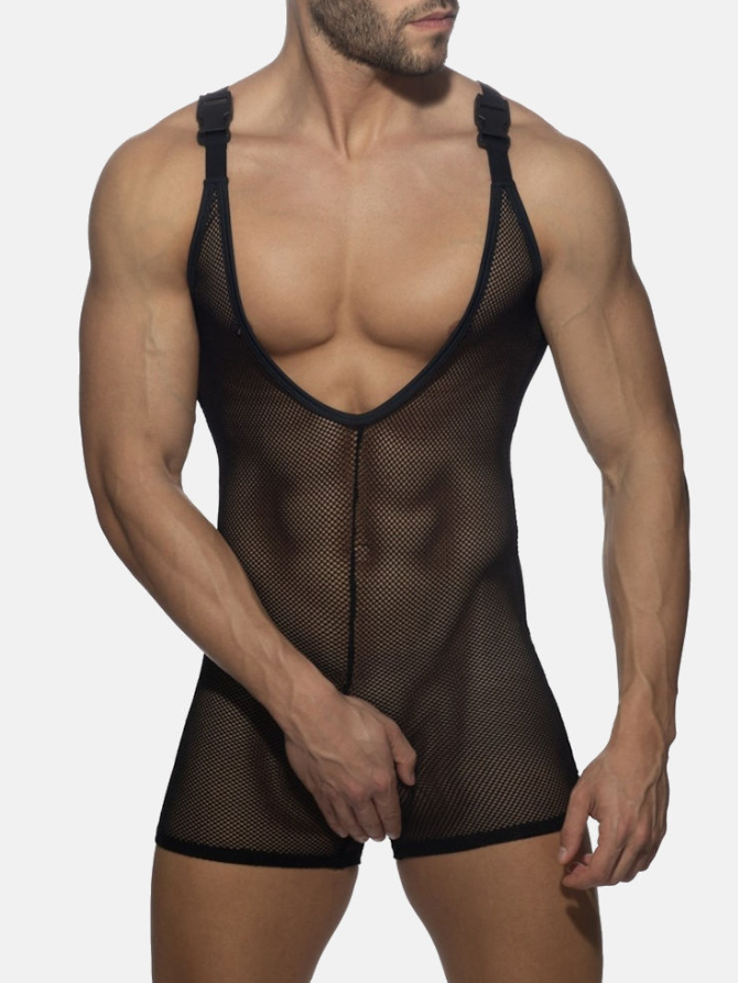 ADDICTED AD945 MESH WRESTLING SUIT BLACK P
